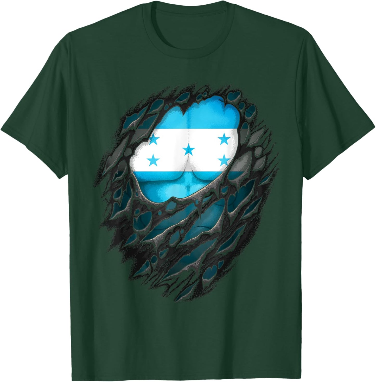 Proud Honduran Roots Heritage Torn Ripped Honduras Flag T-Shirt - T-Shirt | Forest