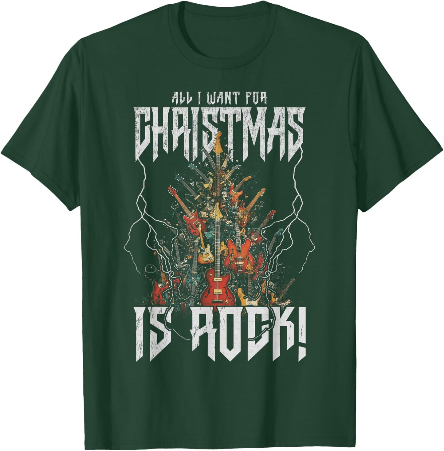 Christmas Tree Rock Guitar Tree Rock n Roll T-Shirt - T-Shirt | Forest