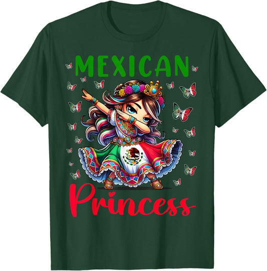 Mexican Princess Flag Latina Mexicana for Girls Kids T-Shirt - T-Shirt | Forest