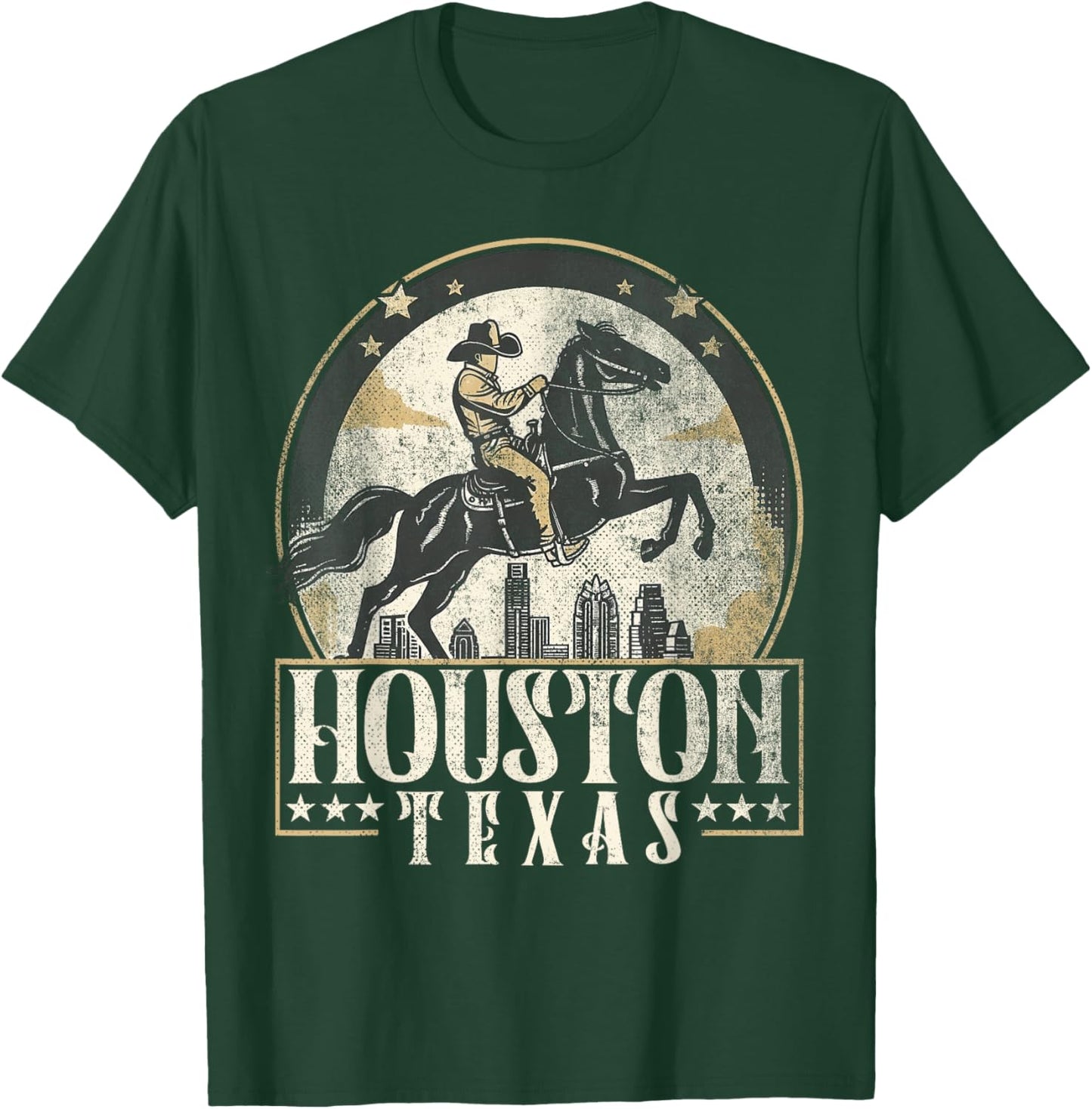 Houston Texas TX | cowboy skyline T-Shirt - T-Shirt | Forest