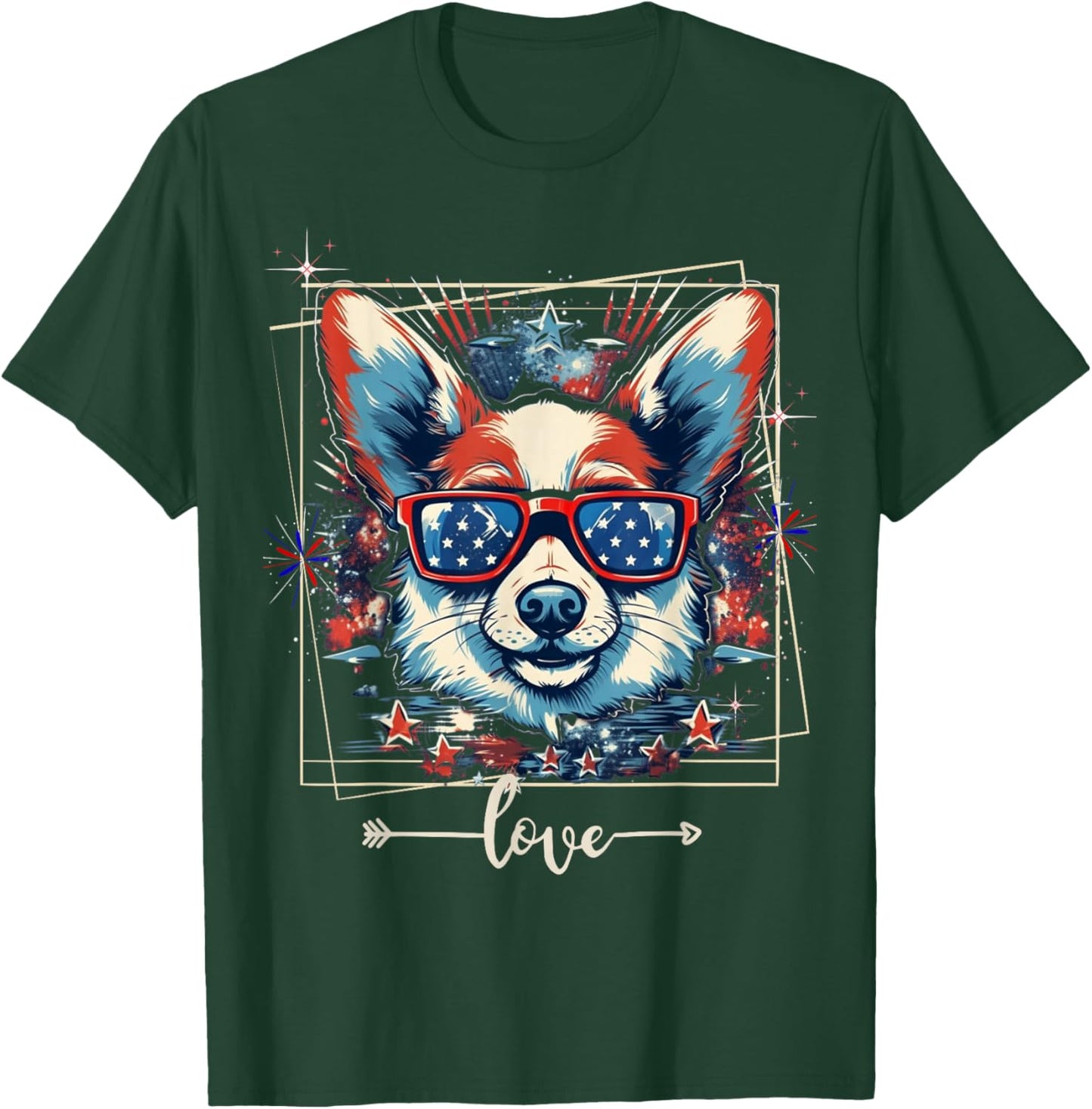 4th Of July American Flag Patriotic Corgi Lovers Dog T-Shirt - T-Shirt | Forest