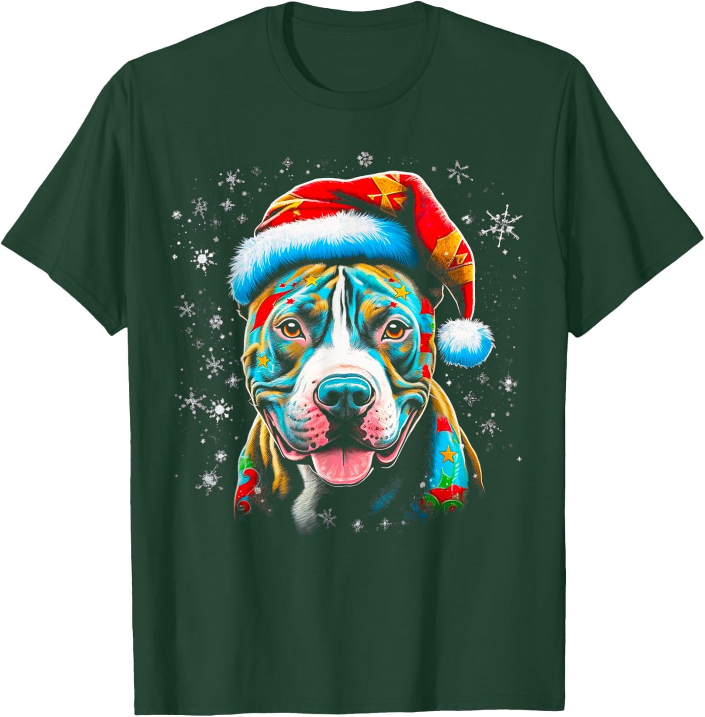 Pitbull Dog Christmas T-Shirt - T-Shirt | Forest