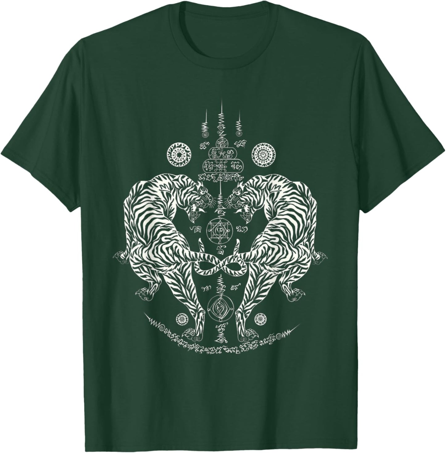 Sak Yant Thai Tattoo Twin Tiger For Muay Thai Fighter. T-Shirt - T-Shirt | Forest