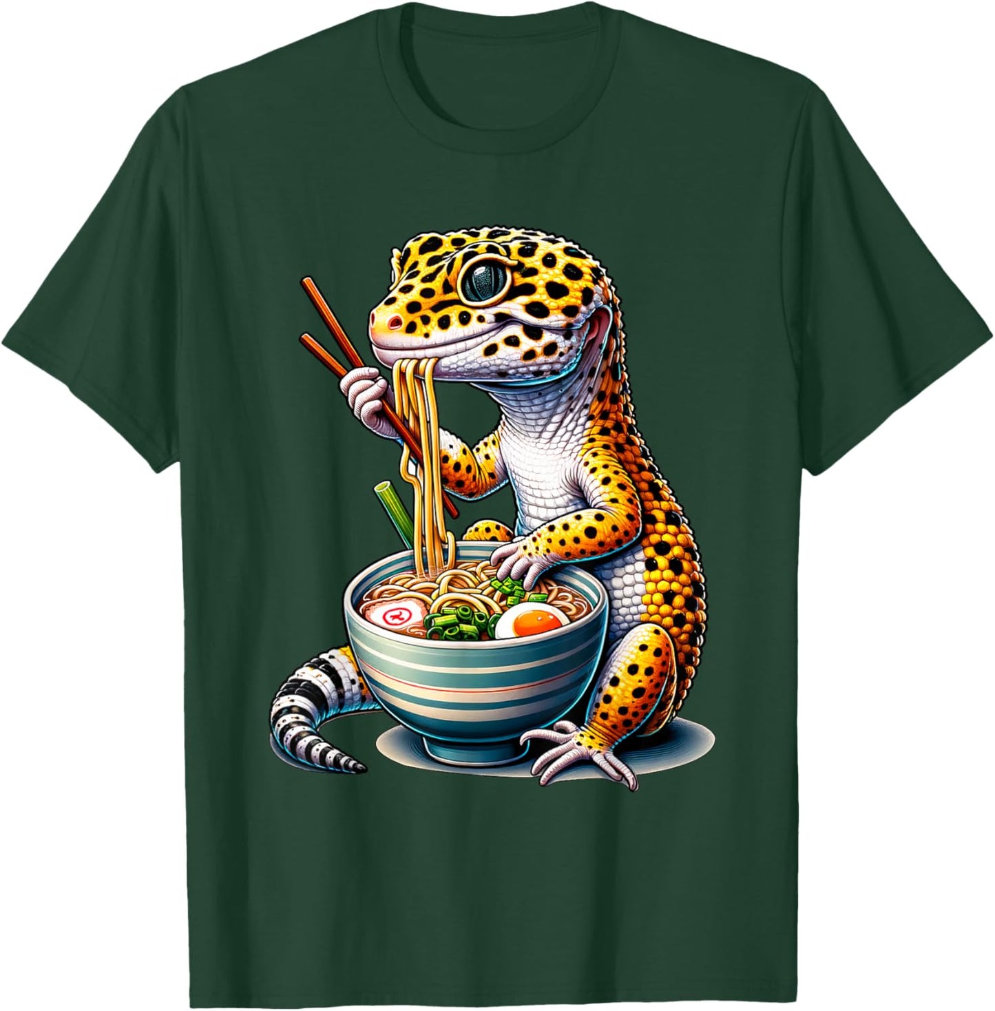 Leopard Gecko Ramen Eating Noodles Bowl Yummy Gecko T-Shirt - T-Shirt | Forest