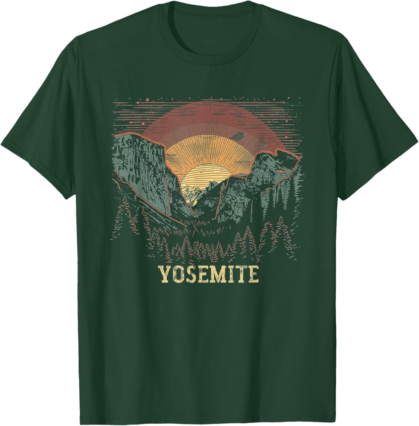 Yosemite - US National Park Vintage Men Women Kids Retro T-Shirt - T-Shirt | Forest