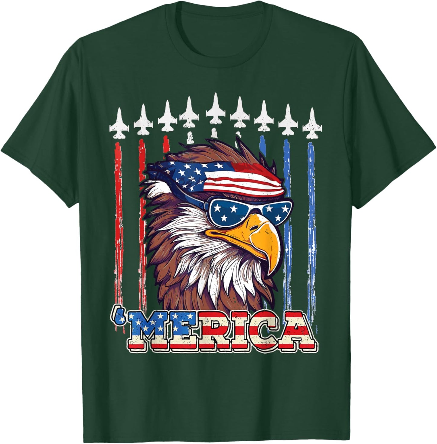 Merica Patriotic Eagle USA flag 4th of july Eagle mullet T-Shirt - T-Shirt | Forest