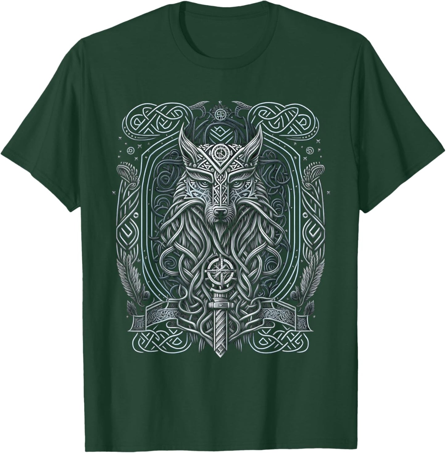 Odins Wolf Viking Norse Runes Nordmann Mythology T-Shirt - T-Shirt | Forest