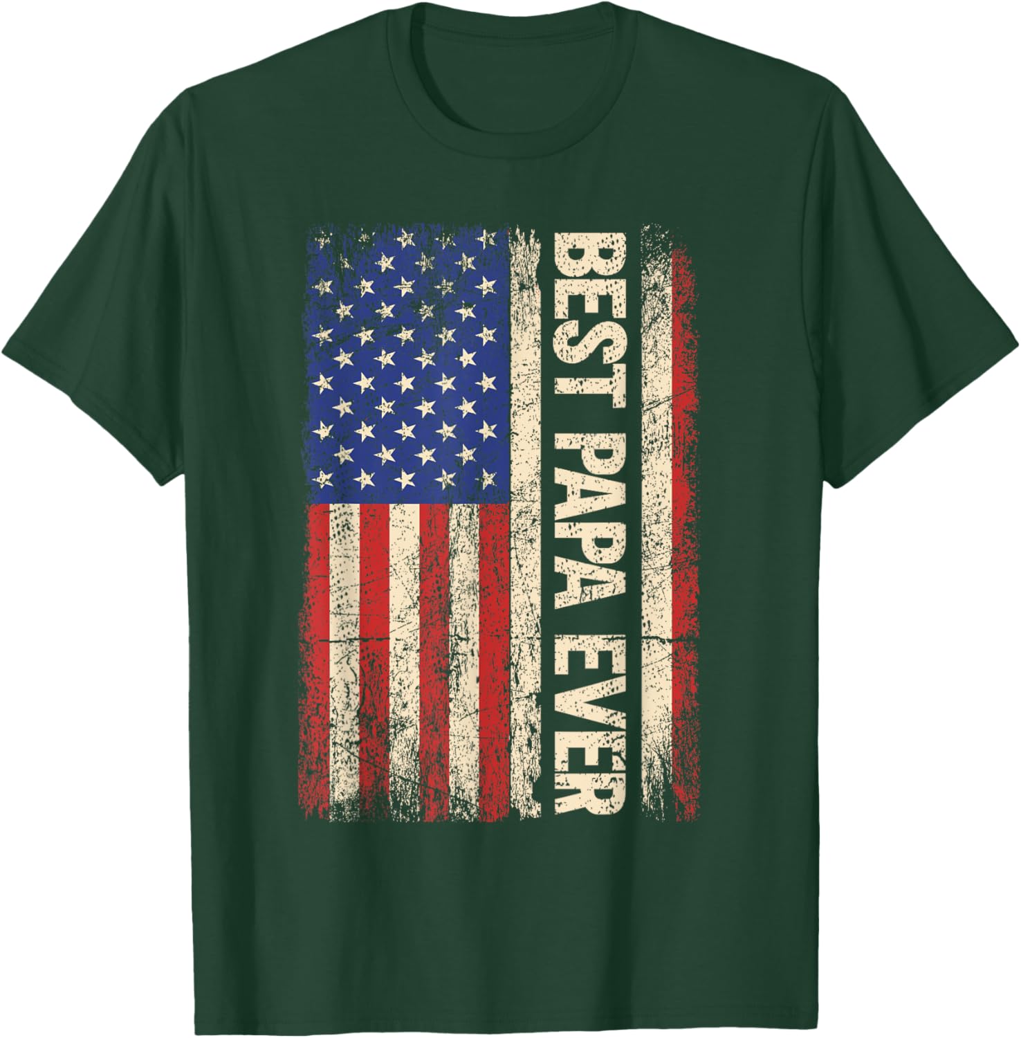 Best Papa Ever US American Flag Gifts For Father's Day Men T-Shirt - T-Shirt | Forest