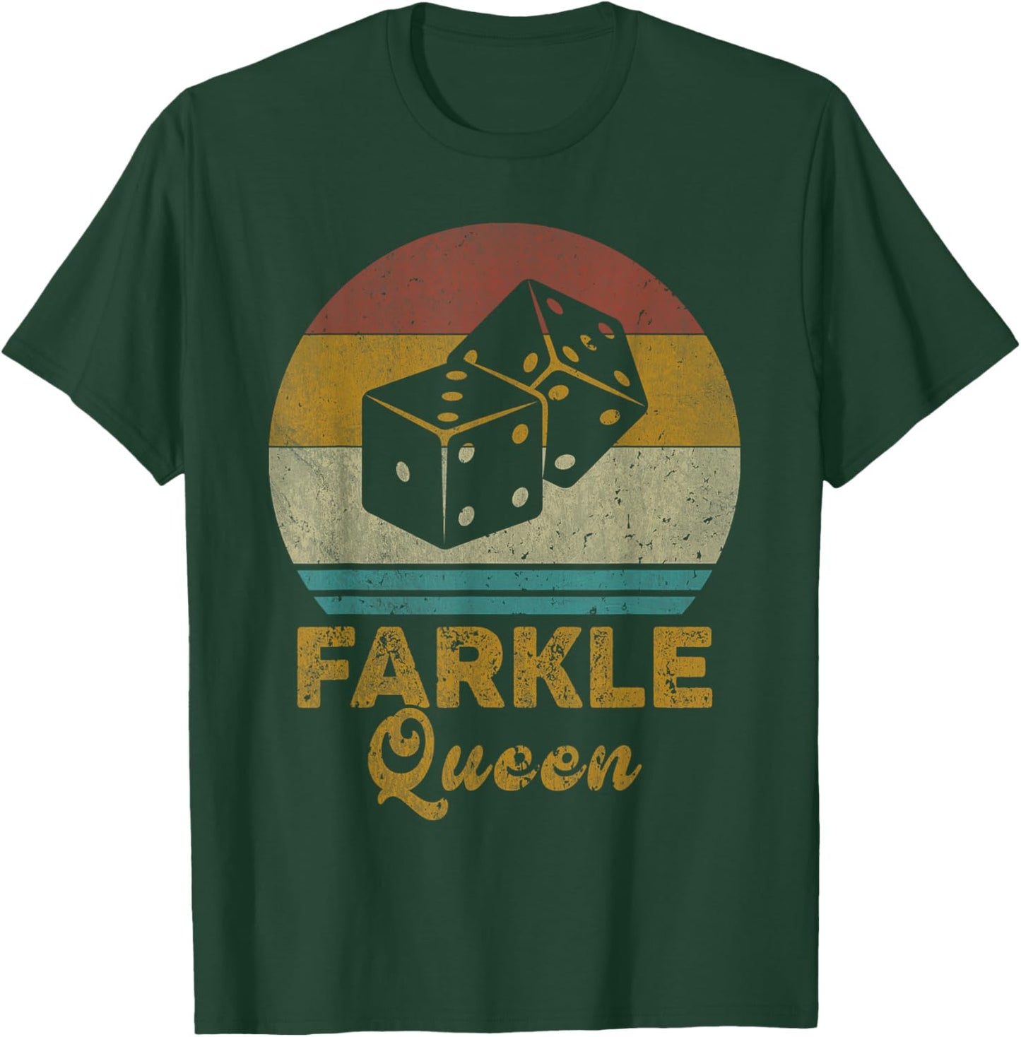 Farkle Queen Vintage Farkle Dice Game T-Shirt - T-Shirt | Forest