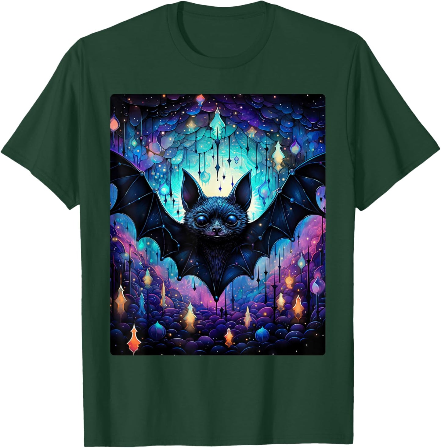 Gothic Bat Spooky Bats Pattern Moon Night T-Shirt - T-Shirt | Forest