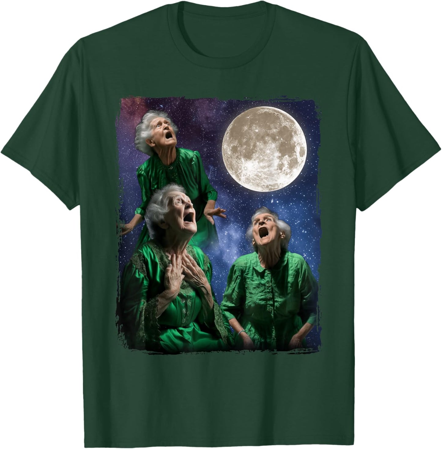 Grandma Howling At Moon Three Granny Moon T-Shirt - T-Shirt | Forest