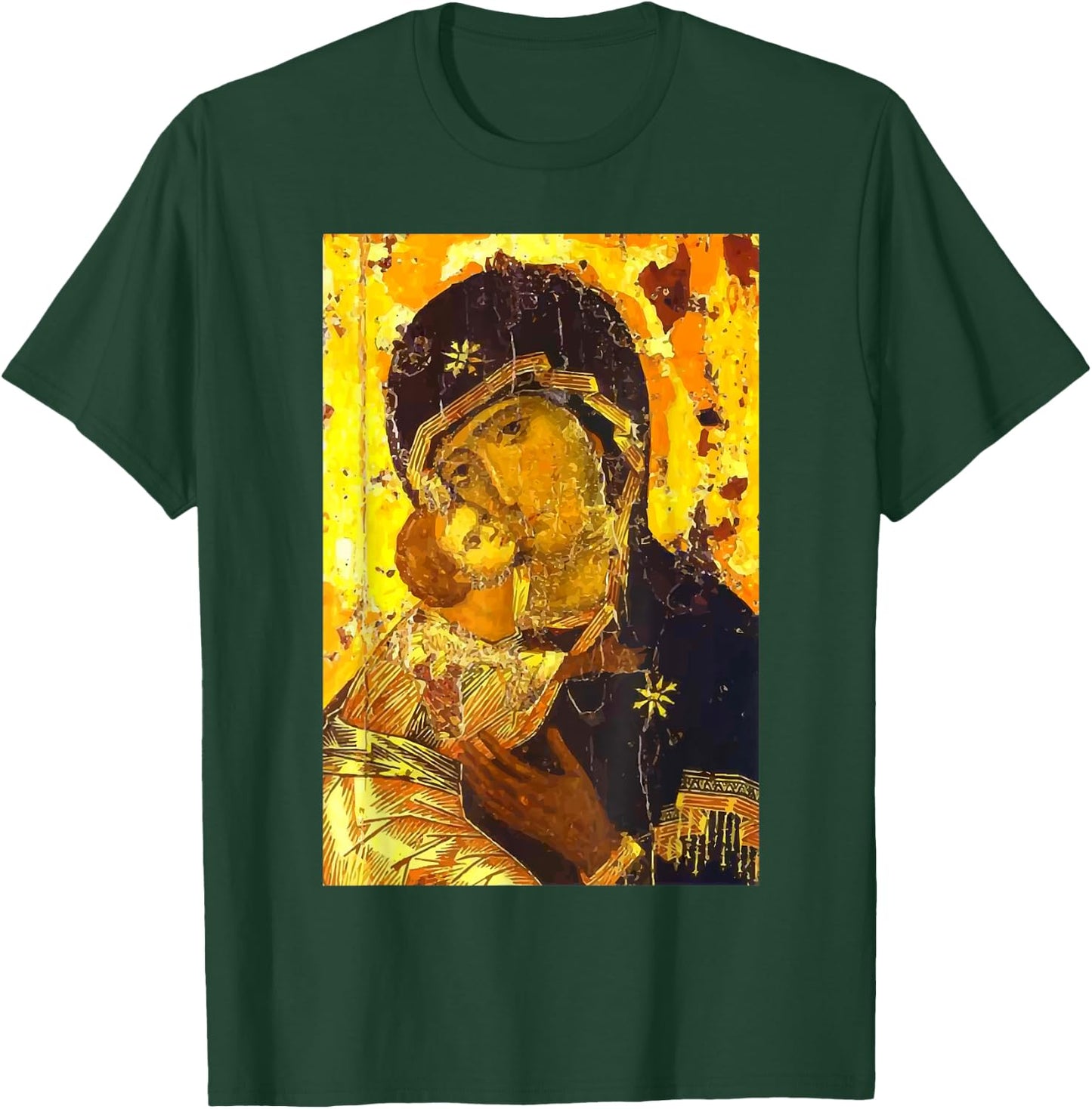 Theotokos Icon Mother of God Our Lady of Vladamir Icon T-Shirt - T-Shirt | Forest