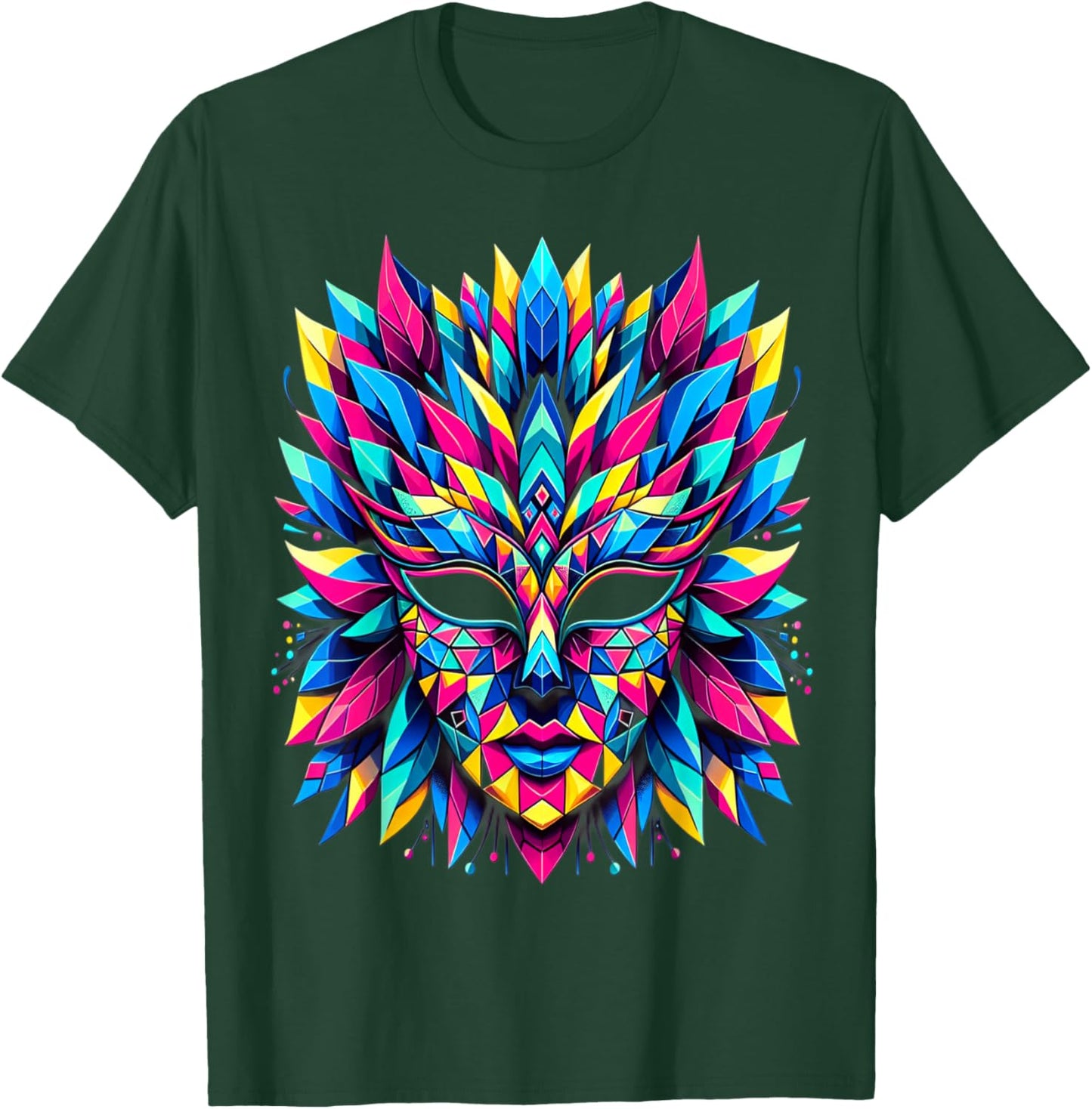 Retro Carnival Mask Brazil Rio , Black, S T-Shirt - T-Shirt | Forest