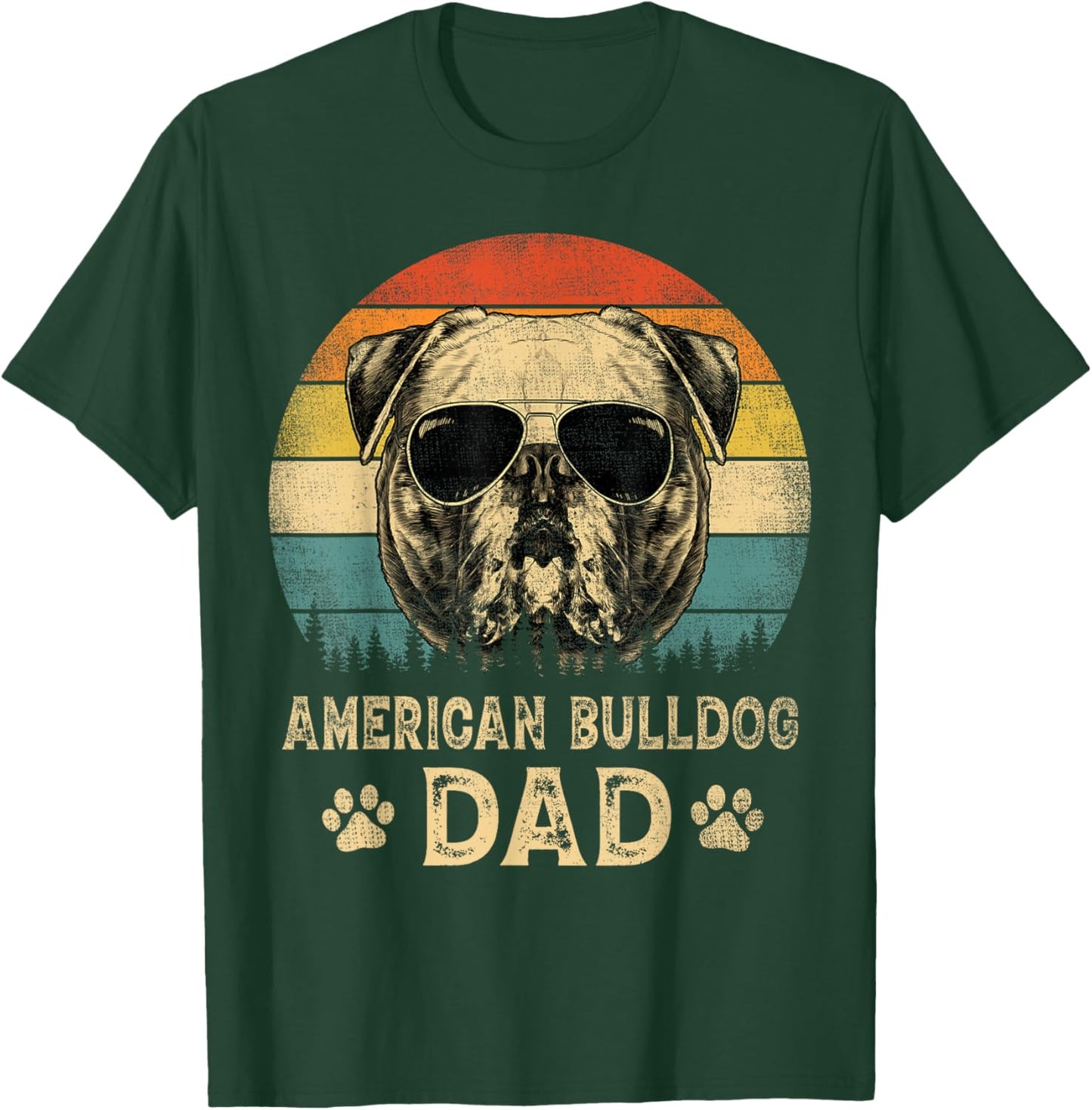 Vintage American Bulldog Dad Dog Lovers Father's Day Women T-Shirt - T-Shirt | Forest