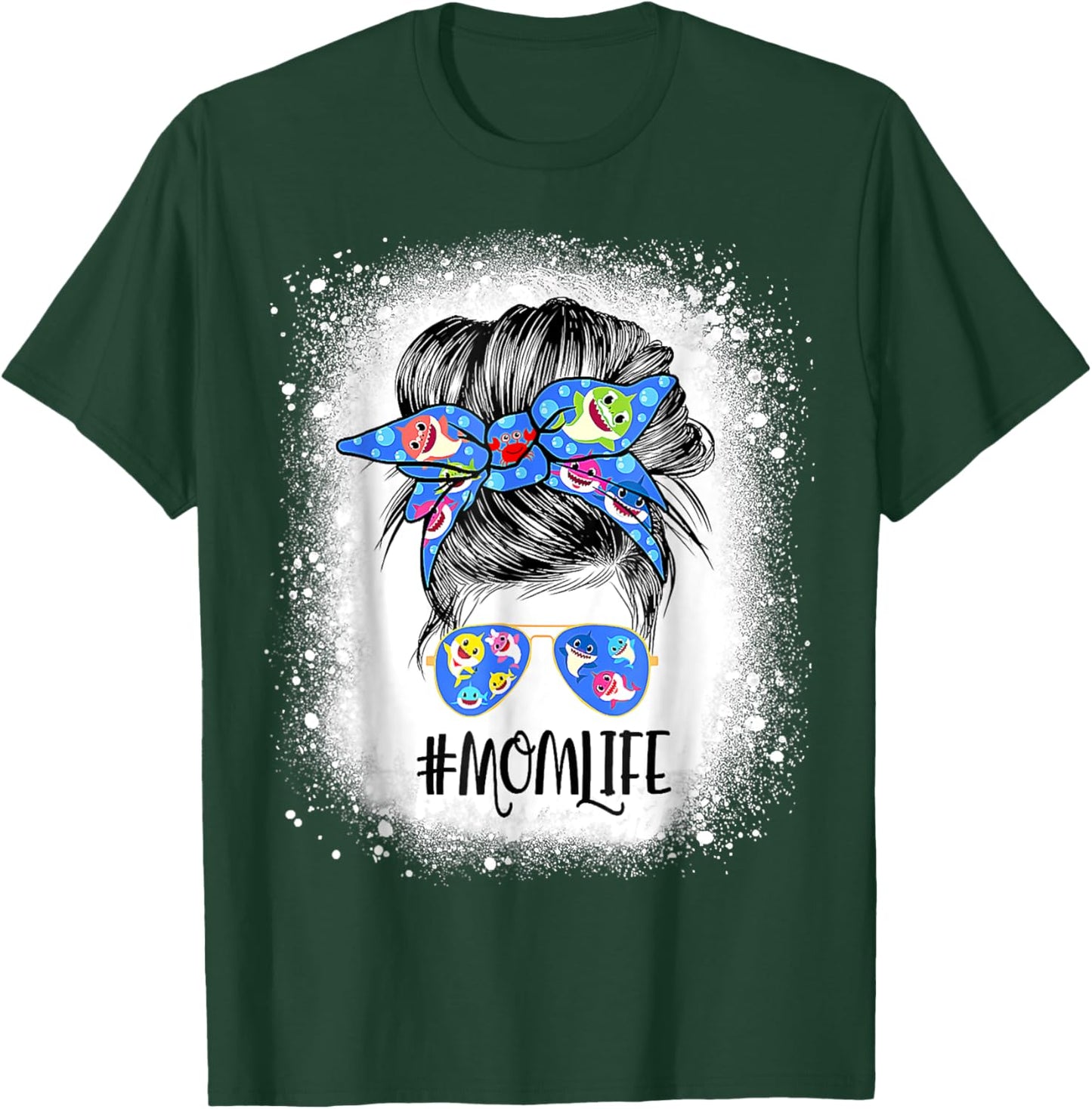 Mom Life Messy Bun Bleached Shark Mommy Mother's Day T-Shirt - T-Shirt | Forest