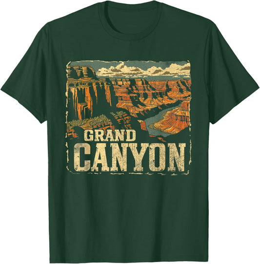 Grand Canyon - US National Park Vintage Men Women Kids Retro T-Shirt - T-Shirt | Forest