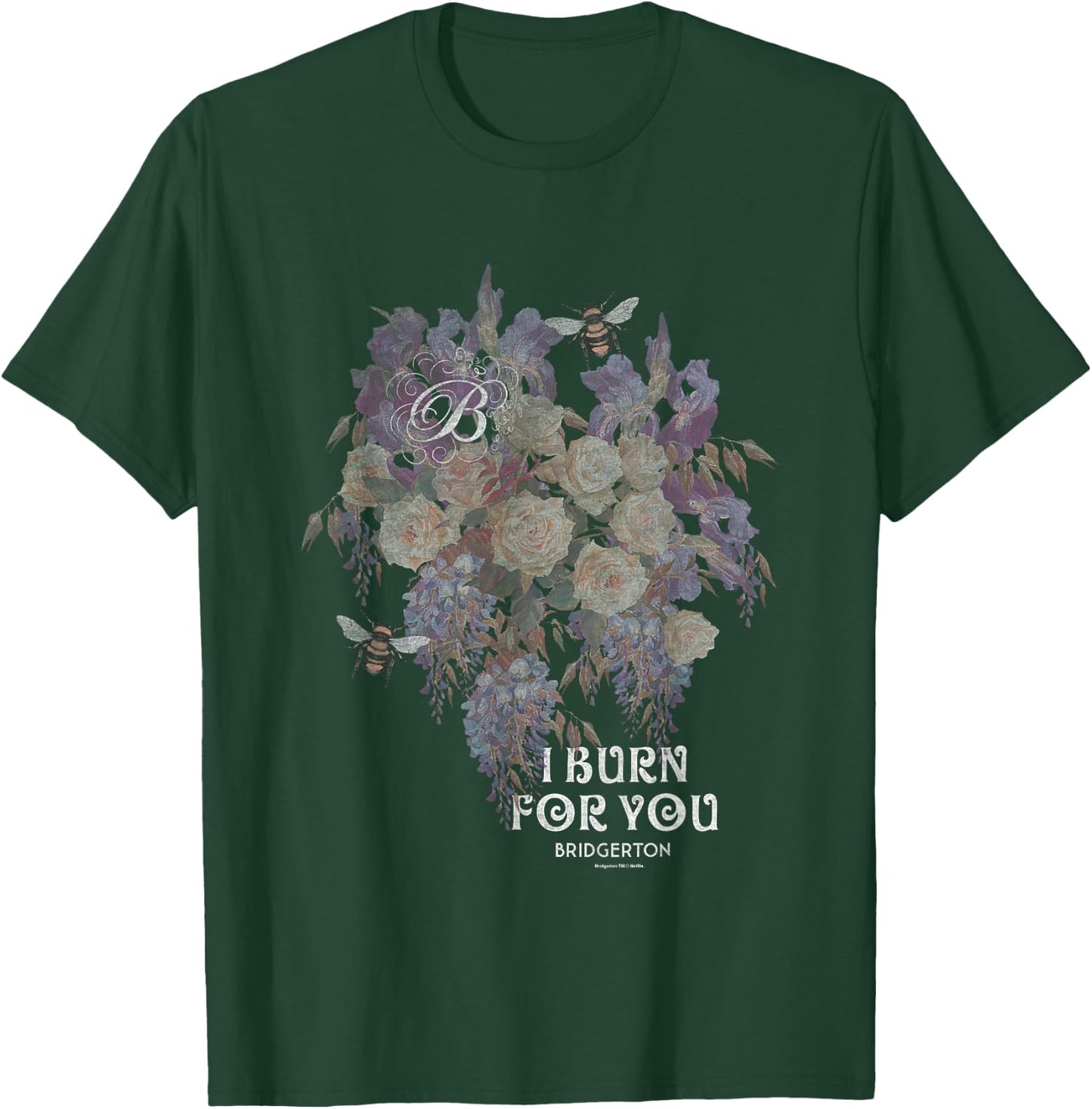 Bridgerton I Burn for You Vintage Retro Floral Chest Poster T-Shirt - T-Shirt | Forest