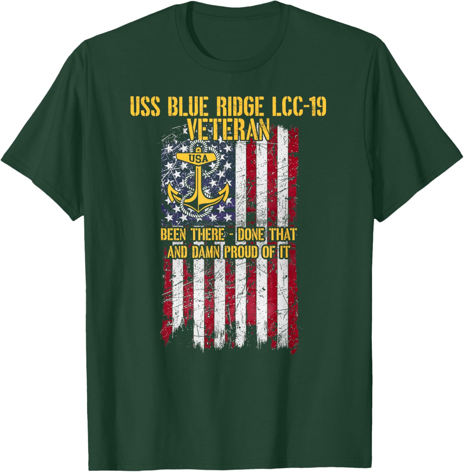 USS Blue Ridge LCC-19 Amphibious Command Ship Veteran T-Shirt - T-Shirt | Forest