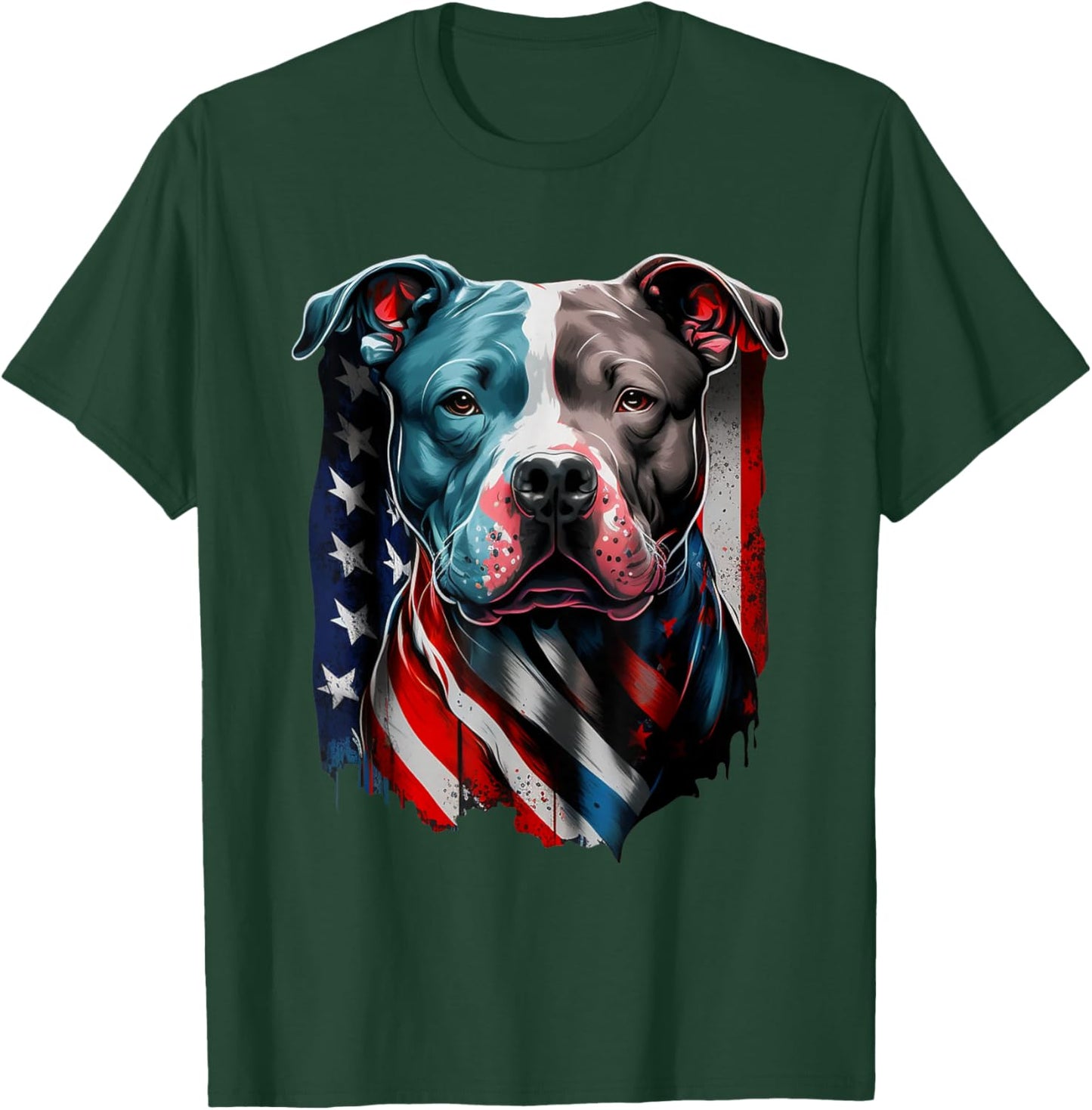 American Pitbull Terrier USA Flag Patriotic Dog T-Shirt - T-Shirt | Forest