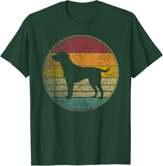 Labrador Retriever Dog Vintage Silhouette 70s 80s Retro Men Women Kids T-Shirt - T-Shirt | Forest
