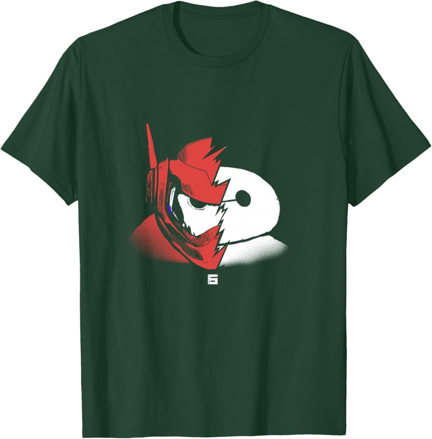 Disney Big Hero 6 Baymax Split Face Epic Shot Distressed T-Shirt - T-Shirt | Forest