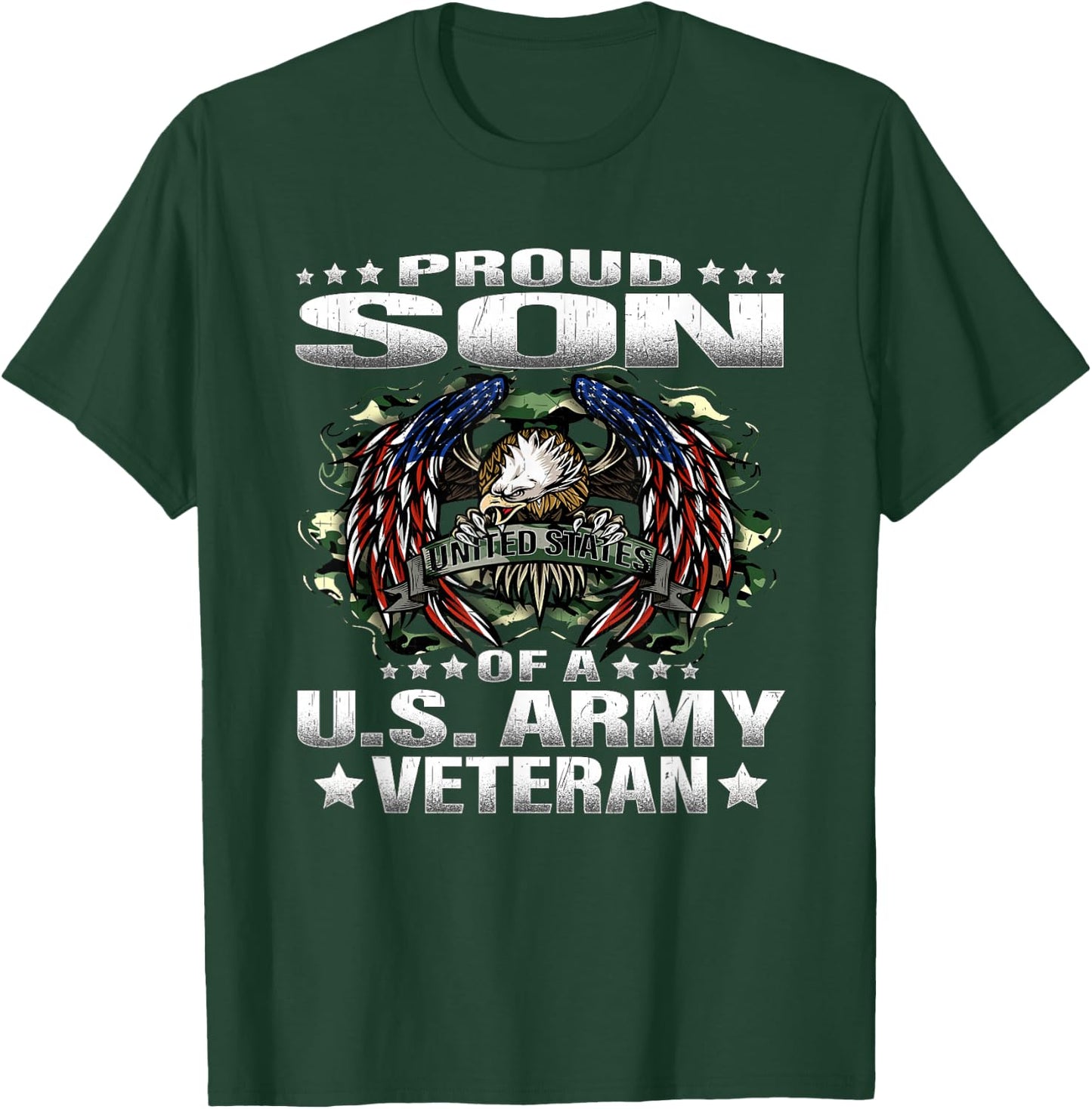 Proud Son Of A US Army Veteran Military Vet's Child T-Shirt - T-Shirt | Forest