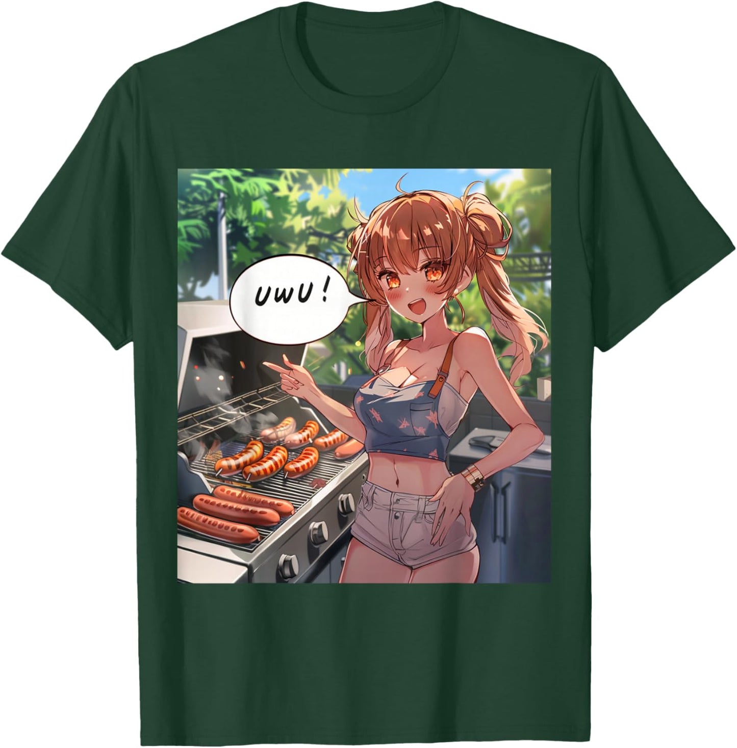 UwU Grill Party Anime Front Print T-Shirt - T-Shirt | Forest