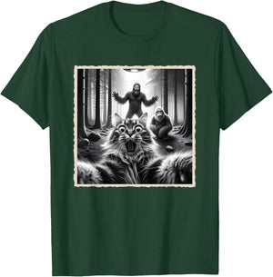 Cat Selfie With Bigfoot; Funny Sasquatch & Cat T-Shirt - T-Shirt | Forest