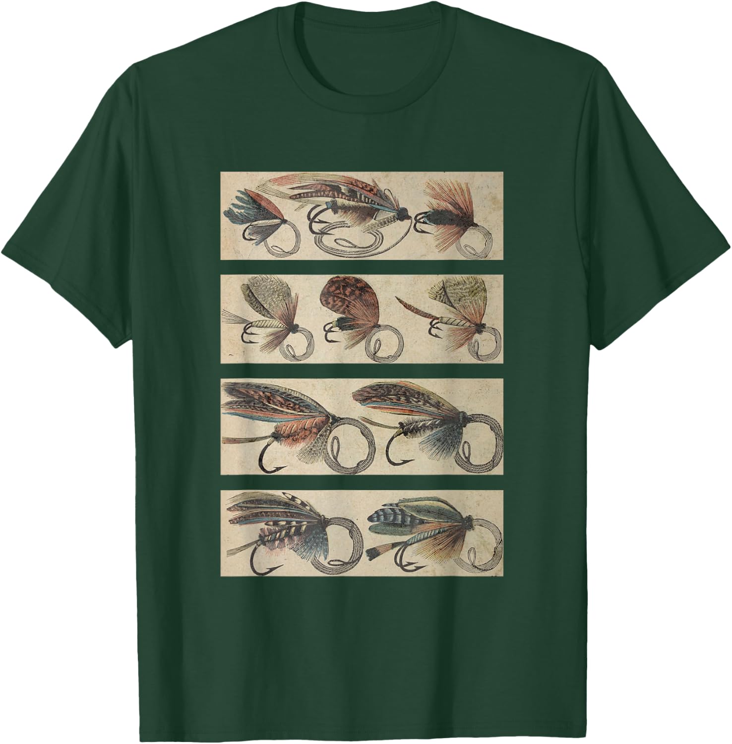 Vintage Fly Fishing Lures T-Shirt - T-Shirt | Forest