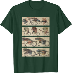 Vintage Fly Fishing Lures T-Shirt - T-Shirt | Forest