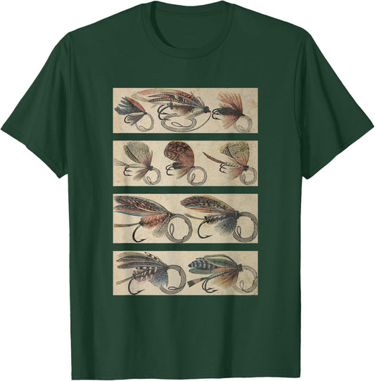 Vintage Fly Fishing Lures T-Shirt - T-Shirt | Forest