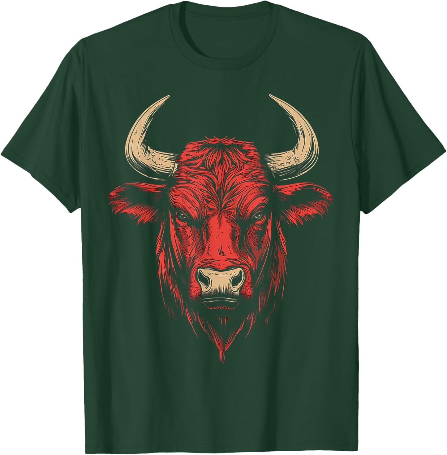Bull Animal Motif Illustration Bull T-Shirt - T-Shirt | Forest