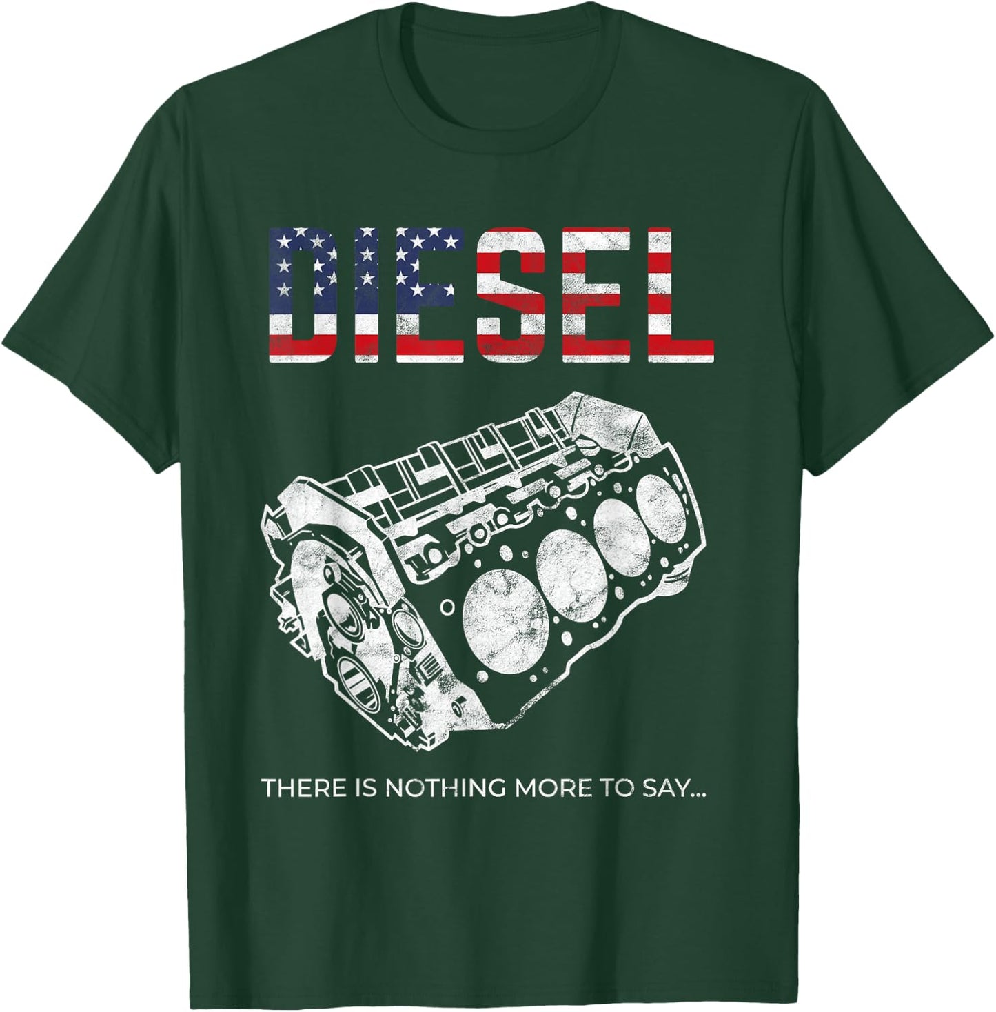 Diesel Car Engine USA Flag Mechanic T-Shirt - T-Shirt | Forest