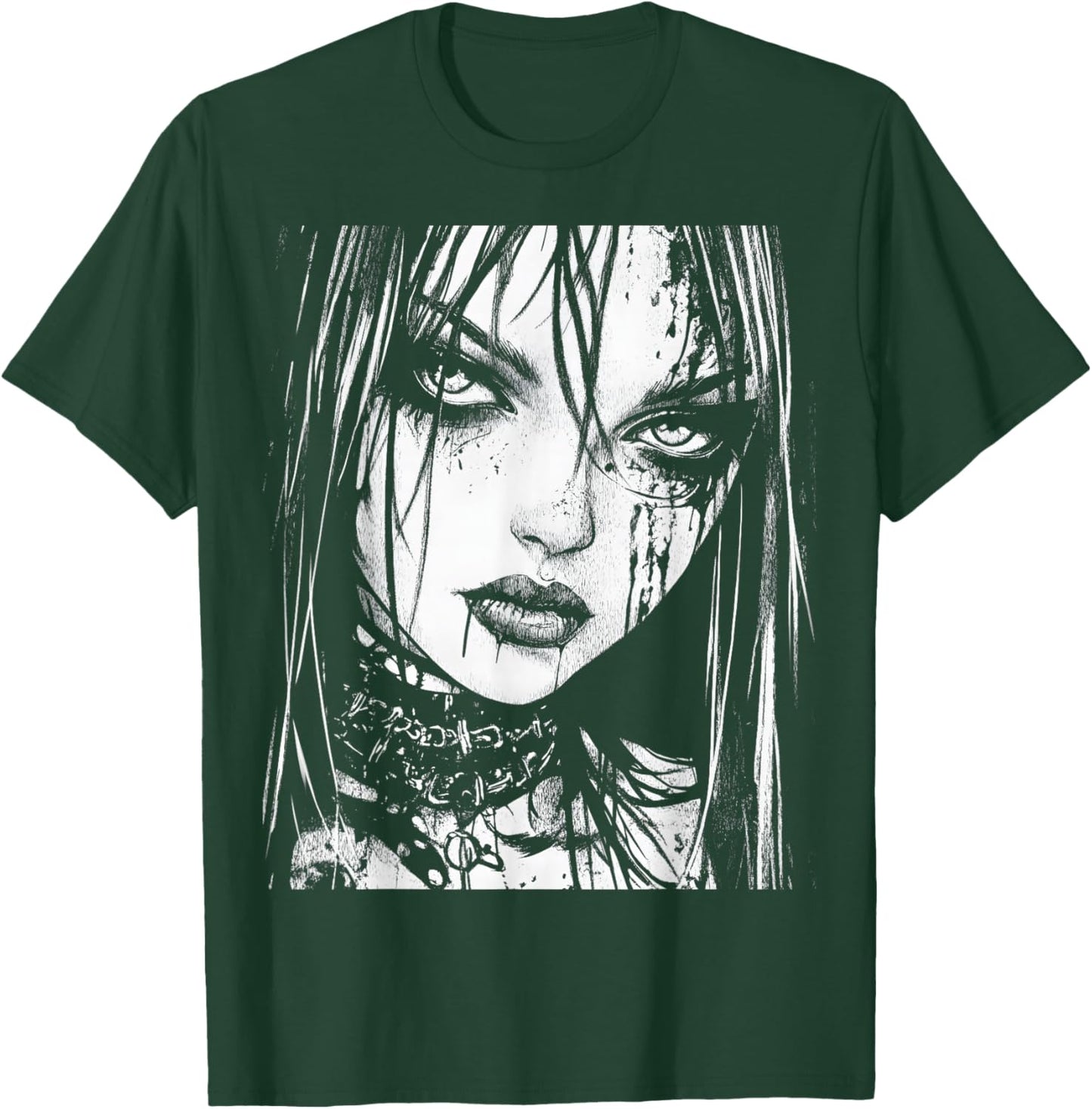 Goth Grunge Girl Waifu Demon Anime Horror Alt Aesthetic T-Shirt - T-Shirt | Forest