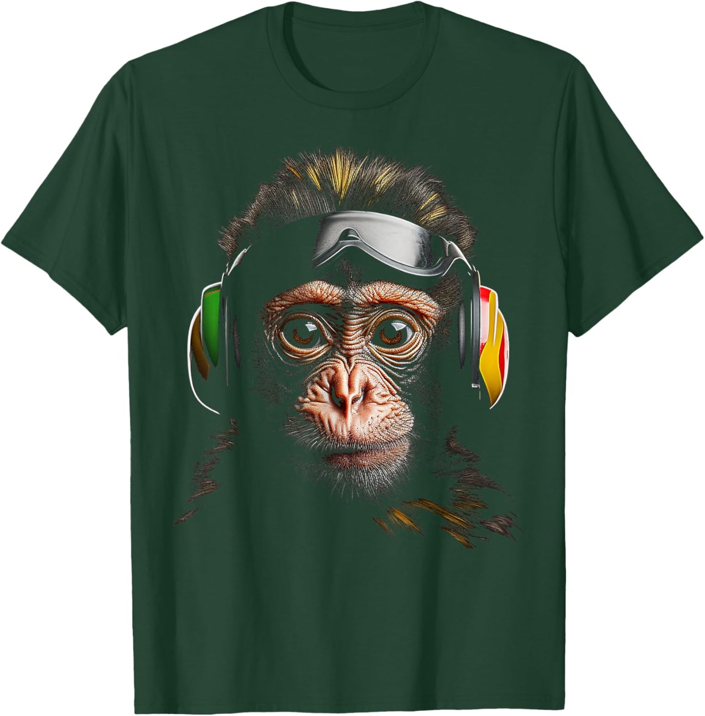 Monkey Headphone Animal Sunglass Art Monkey T-Shirt - T-Shirt | Forest