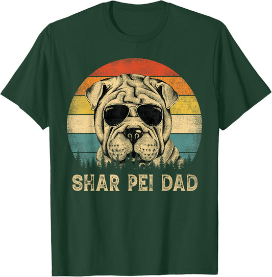 Vintage Shar Pei Dad Dog Lovers Father's Day T-Shirt - T-Shirt | Forest