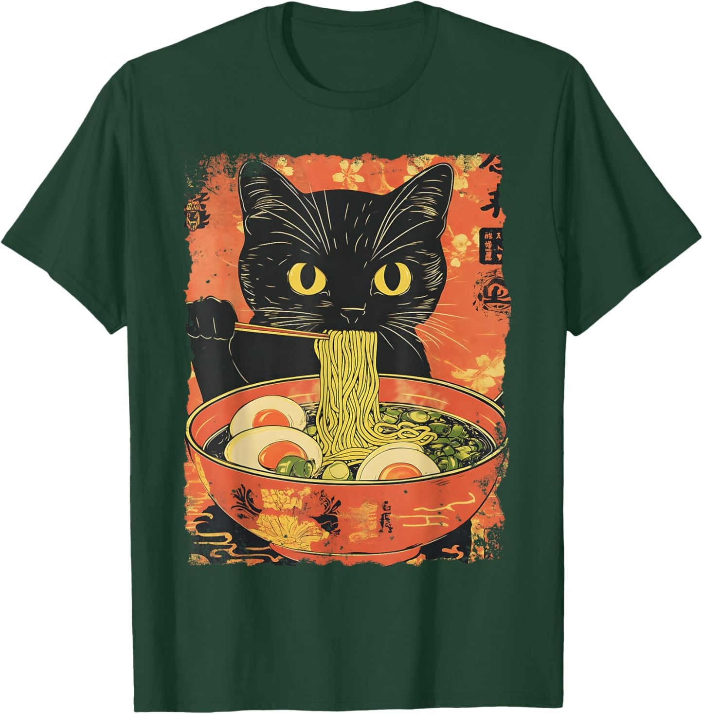 Cat Ramen Funny Graphic Japanese Kawaii Cat Anime Gifts T-Shirt - T-Shirt | Forest