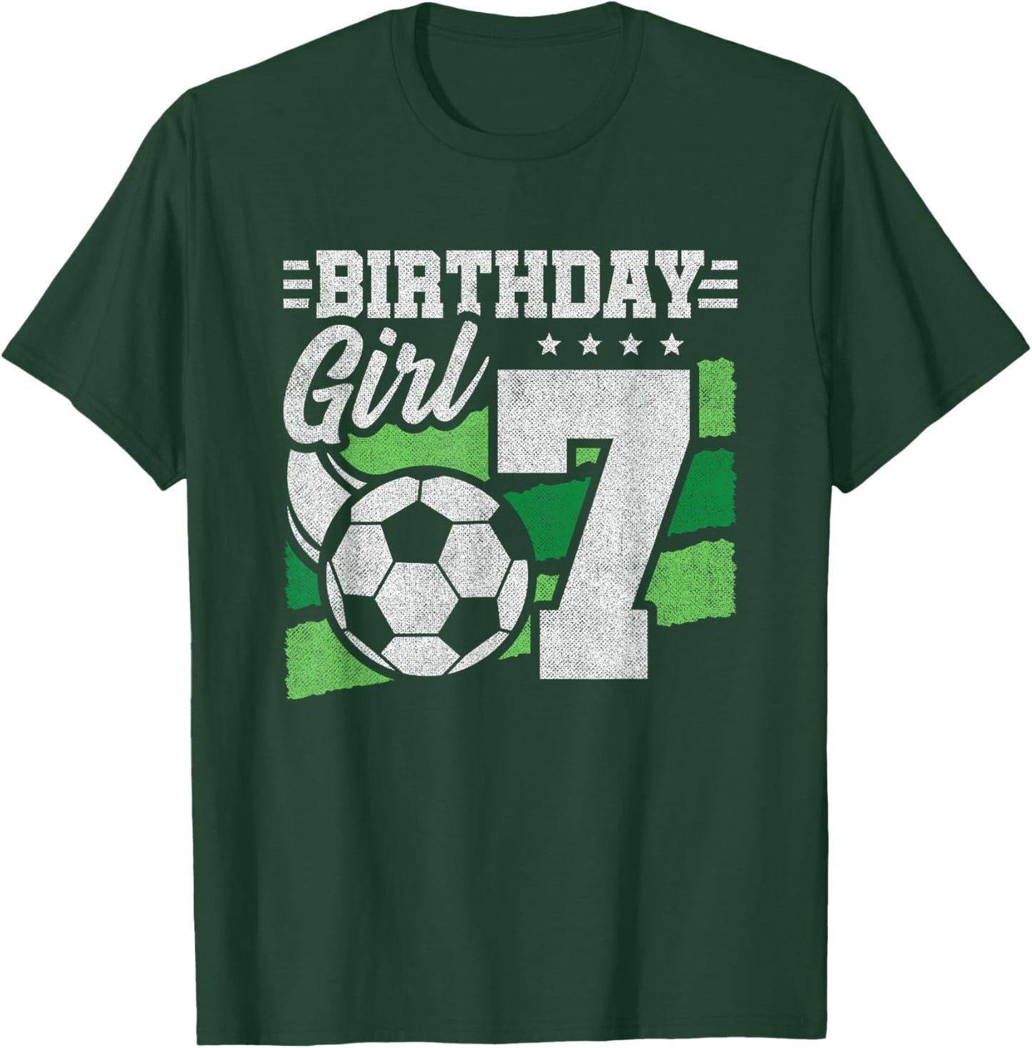 Girls 7th Birthday - Soccer Party 7 Year Old Girl Birthday T-Shirt - T-Shirt | Forest