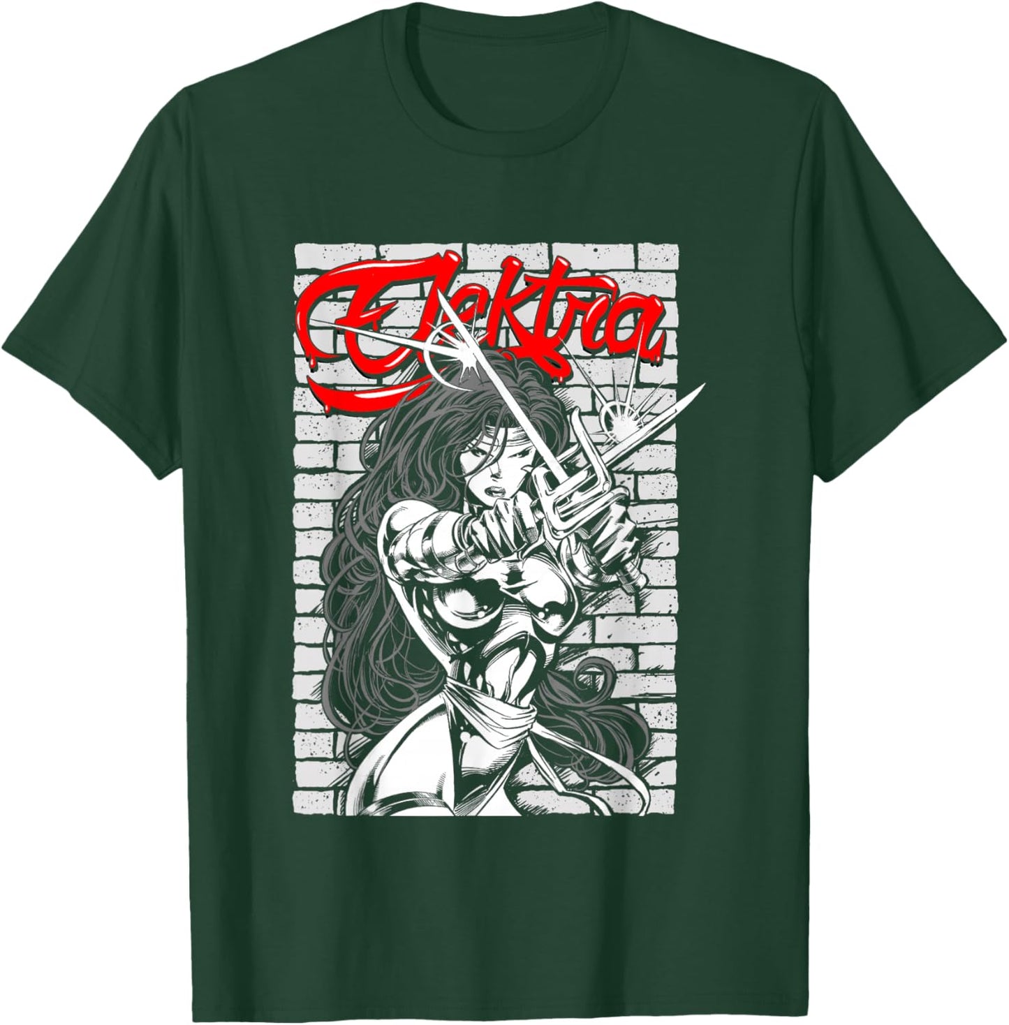 Marvel Comics Retro Classic Elektra Crossed Sai Swords T-Shirt - T-Shirt | Forest