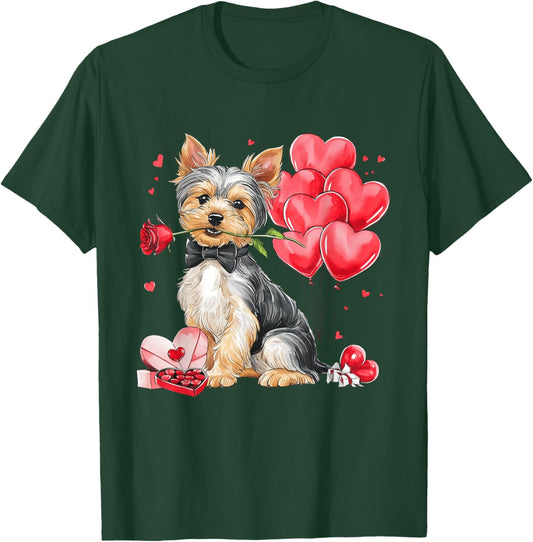 Yorkshire Terrier Dog Owner Heart Balloon Yorkie Valentine T-Shirt - T-Shirt | Forest