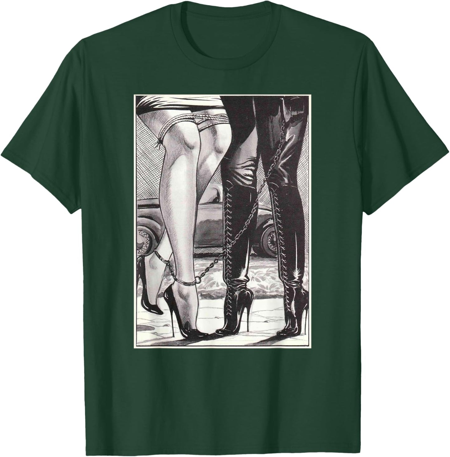 Hot Lesbian Rope Bondage Lovers Lesbian High Heel Dominatrix T-Shirt - T-Shirt | Forest