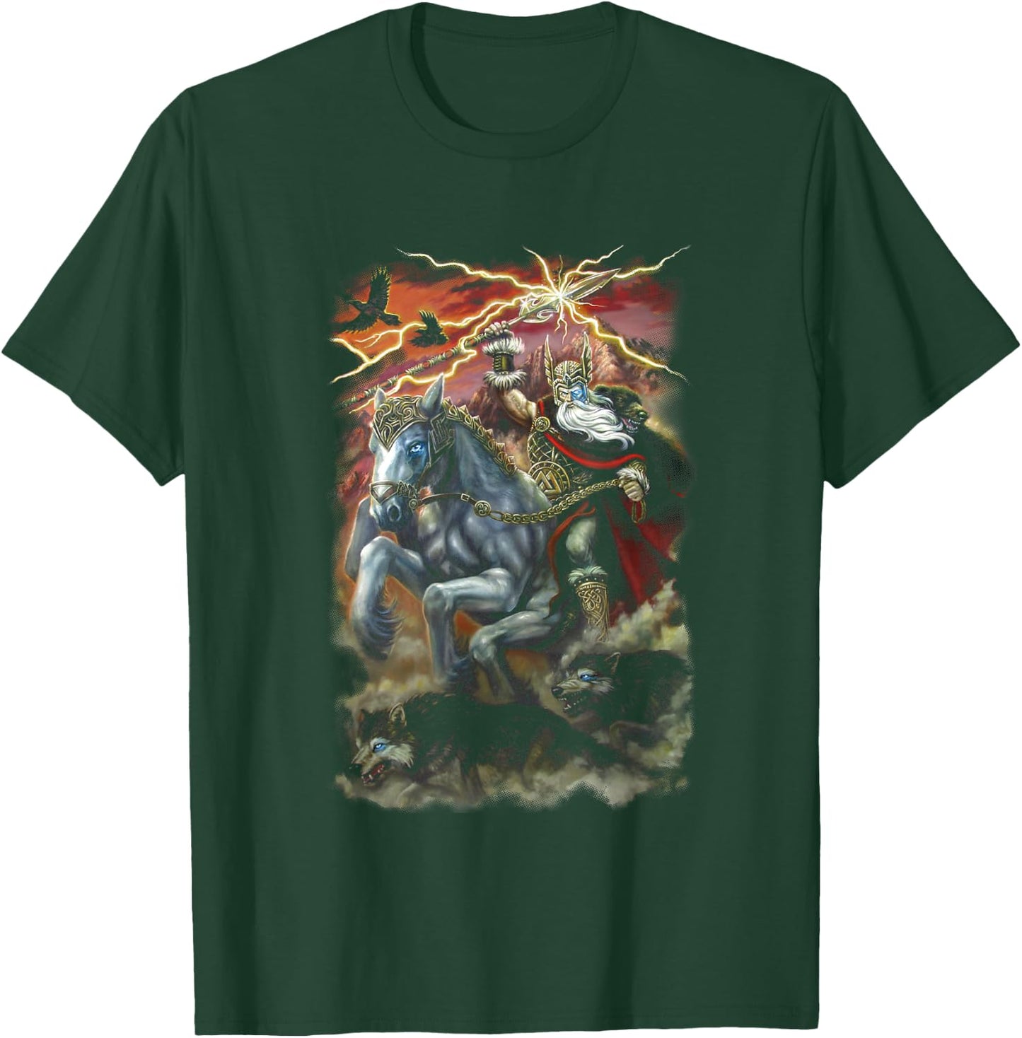 Odin Sleipnir horse norse nordic asatru Viking Fantasy art T-Shirt - T-Shirt | Forest