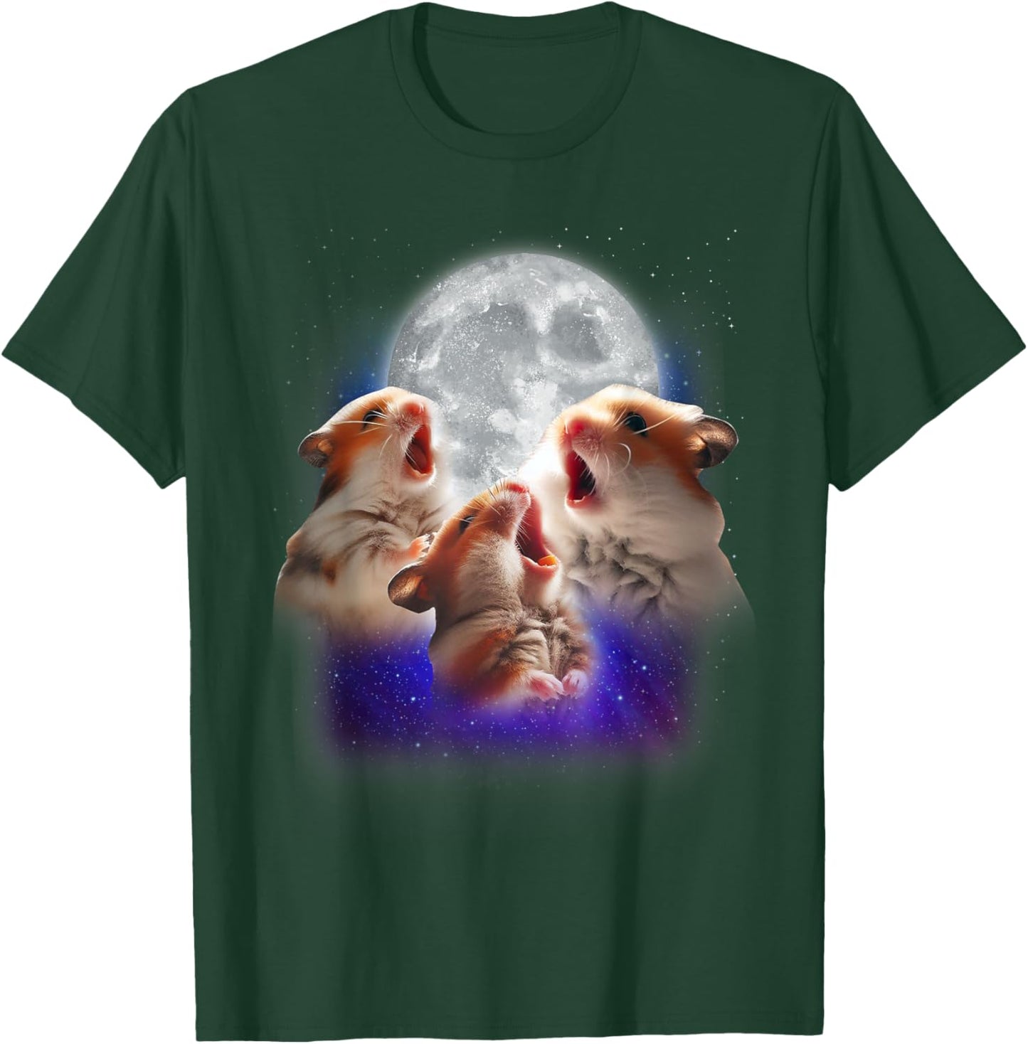 3 Hamsters Howling At The Moon Funny Pet Hamster Lover Kids T-Shirt - T-Shirt | Forest
