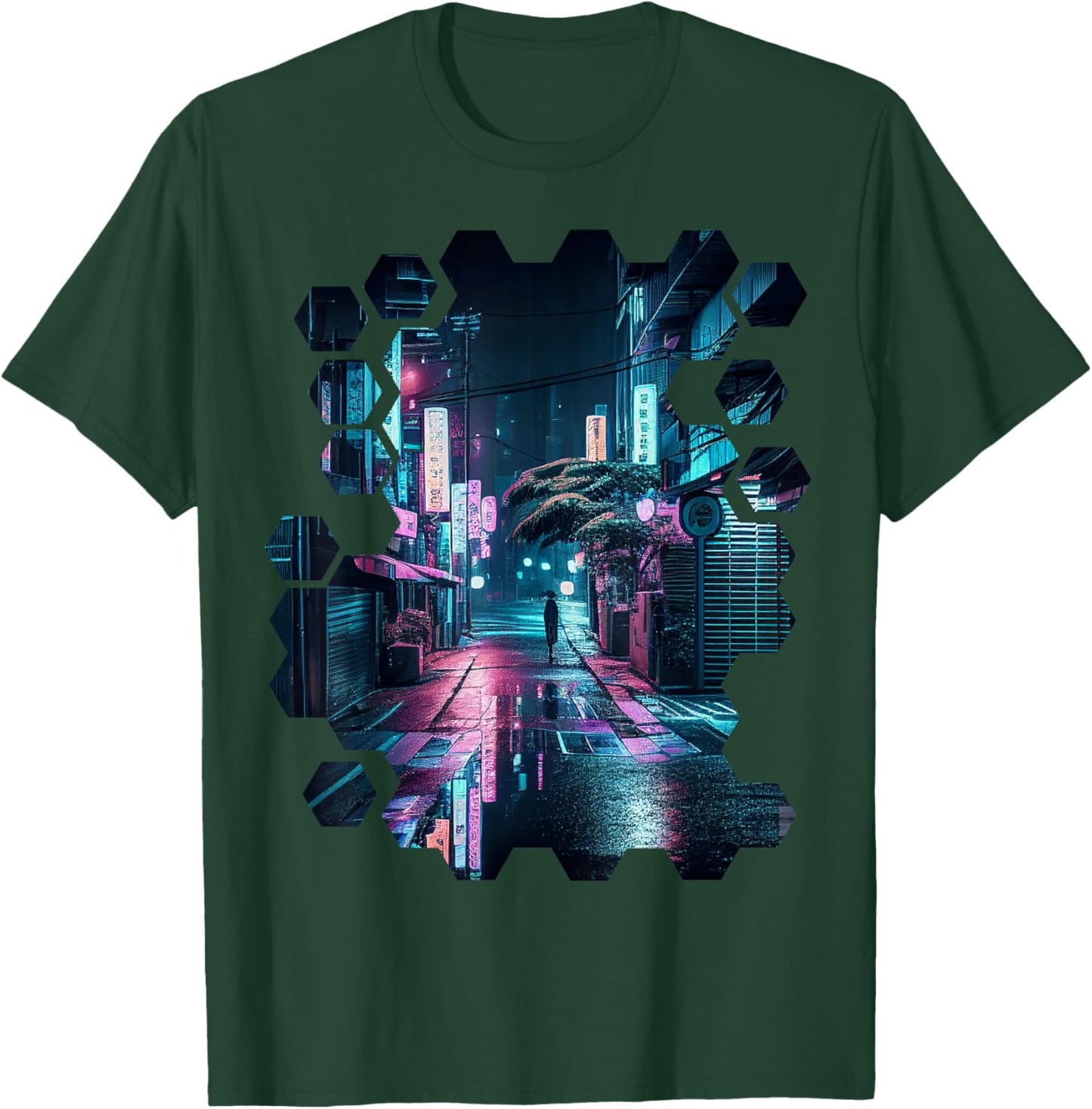 Vaporwave Aesthetic Streets of Tokyo by Night Tokyo Art T-Shirt - T-Shirt | Forest