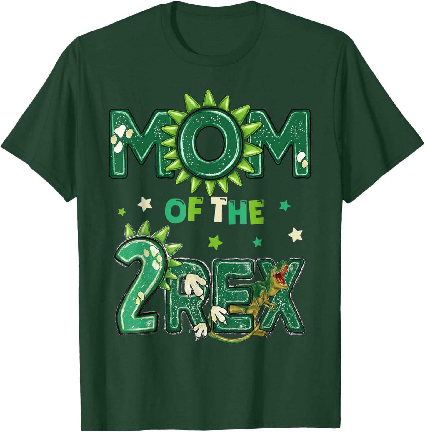Mom of The Two Rex Birthday Dinosaur Family Matching T-Shirt - T-Shirt | Forest