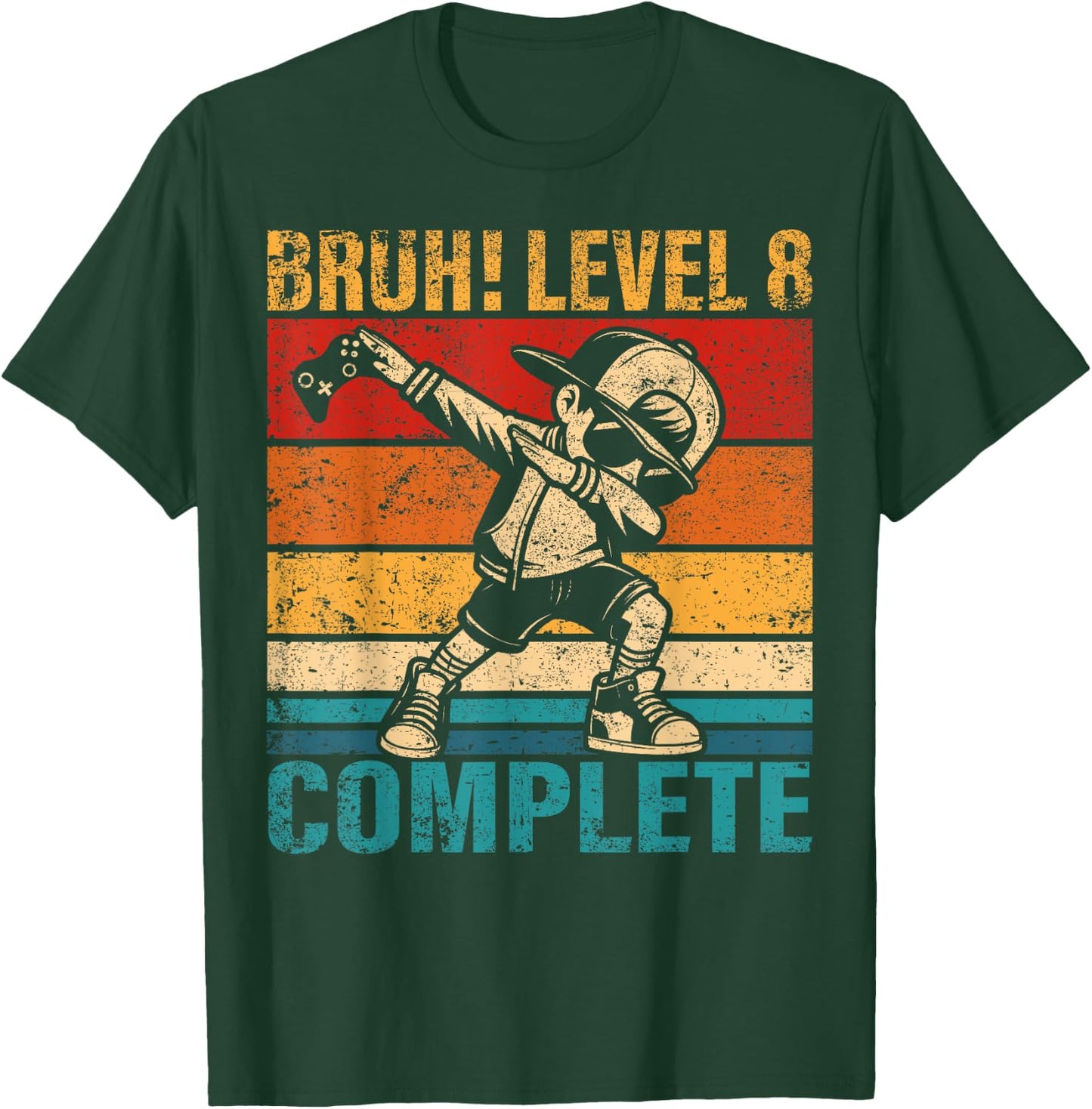 8 Years Old Birthday Dabbing Boy Bruh Level 8 Complete T-Shirt - T-Shirt | Forest