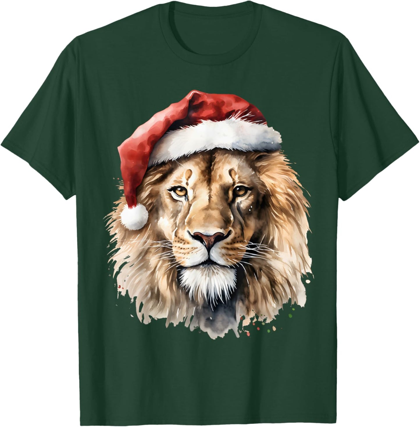 Lion Lover Santa Hat Christmas Zoologist Pajamas Xmas wild T-Shirt - T-Shirt | Forest