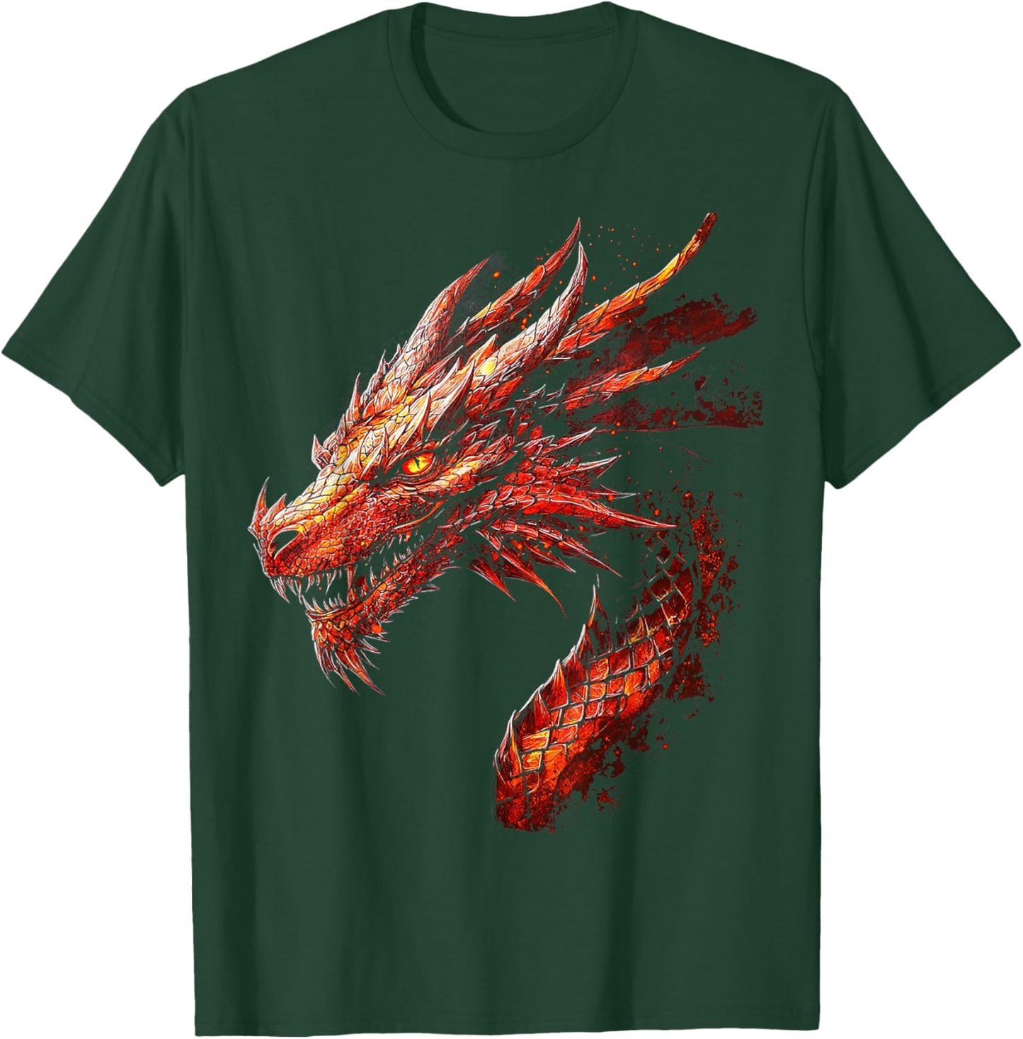Red Dragon Pattern Mythical Art Red Dragon , Black, S T-Shirt - T-Shirt | Forest
