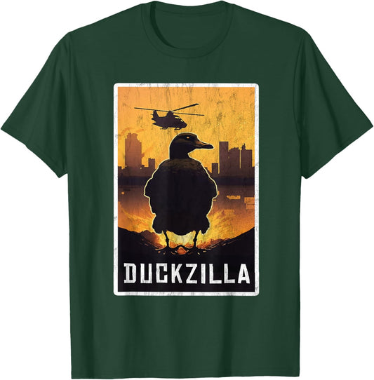 Duckzilla Retro Poster Outfit Funny Duck Apparel Farmer T-Shirt - T-Shirt | Forest