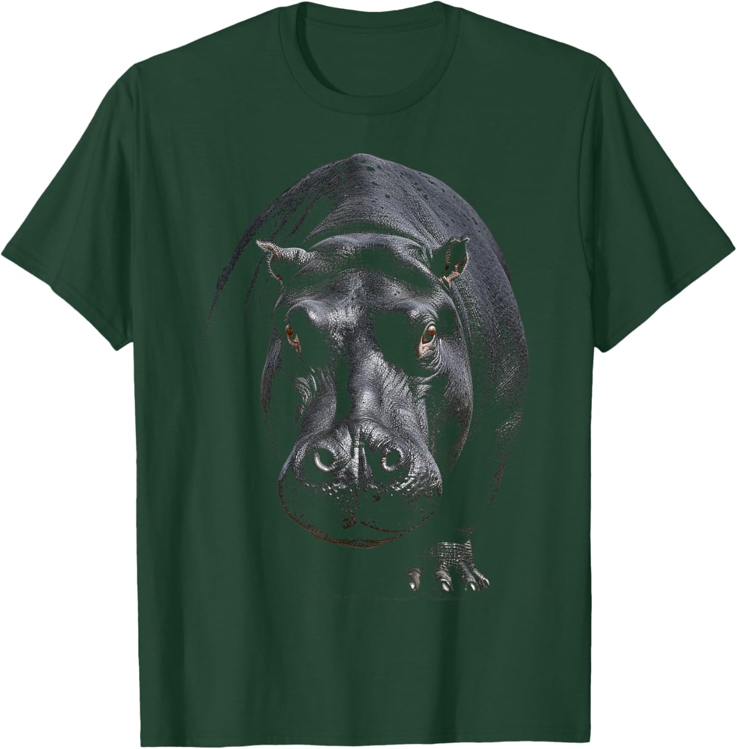 Hippo Portrait Art Animal Illustration Graphic Hippo T-Shirt - T-Shirt | Forest